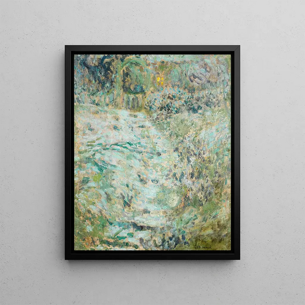 Staircase in the garden without snow, Gerberoy - Henri le Sidaner — framed artwork on a wall