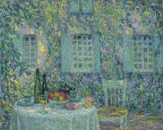La Table au soleil dans les feuilles de Gerberoy - Henri Le Sidaner — artwork view