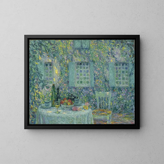 La Table au soleil dans les feuilles de Gerberoy - Henri Le Sidaner — framed artwork on a wall