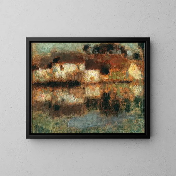 Les Maisons sur l'eau à Berneval ou le Canal au clair de lune - Henri Le Sidaner — framed artwork on a wall