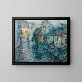 Les Vieilles Maisons de Quimper - Henri Le Sidaner — framed artwork on a wall