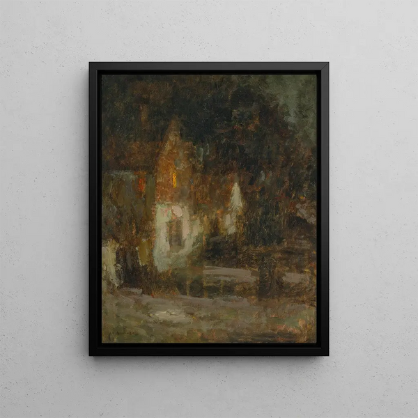 House at Moonlight - Henri Le Sidaner — framed artwork on a wall