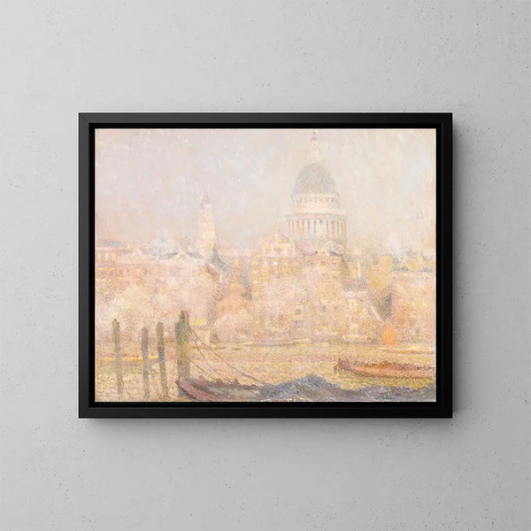 Saint-Paul from the river, morning sun in winter - Henri Le Sidaner — framed artwork on a wall