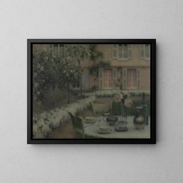 The table in the white garden at Gerberoy - Henri Le Sidaner — framed artwork on a wall