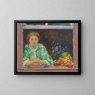 Woman and Girl at the Window - Henri Lebasque — framed artwork on a wall