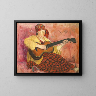 Woman with Guitar - Henri Lebasque — framed artwork on a wall