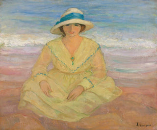 Young girl sitting on the beach - Henri Lebasque — artwork view