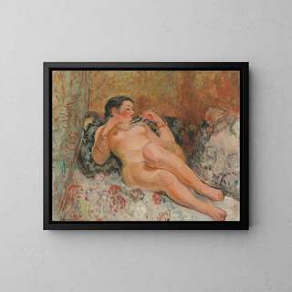 Nude reclining painting - Henri Lebasque — framed artwork on a wall