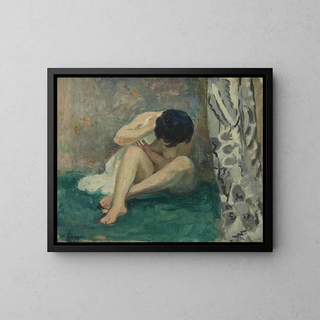 Nude on Green Carpet - Henri Lebasque — framed artwork on a wall