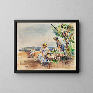 on the terrace - Henri Lebasque — framed artwork on a wall