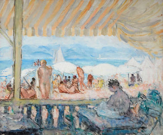 Veranda painting on the Cannes beach - Henri Lebasque — artwork view