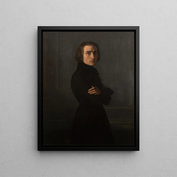 Portrait of Franz Liszt 1811-1886, composer and pianist - Henri Lehmann — framed artwork on a wall