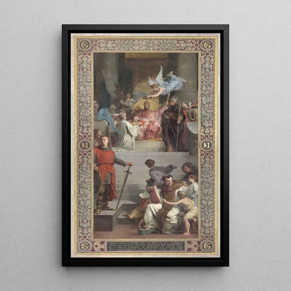 Les ambassadeurs de Haroun al-Rachid offrent les clefs du Saint-Sépulcre à Charlemagne - Henri Léopold Lévy — framed artwork on a wall