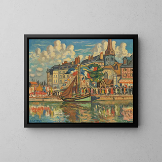 Boat in the Port - Henri Linard de Saint-Délis — framed artwork on a wall