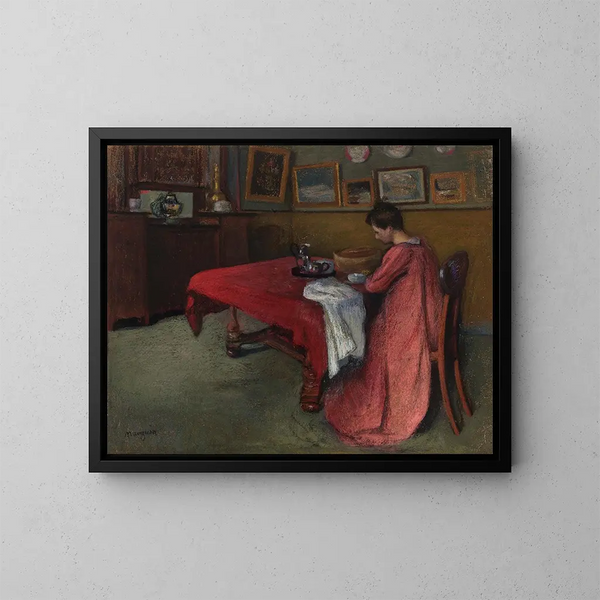 The Red Bathrobe - Henri Manguin — framed artwork on a wall