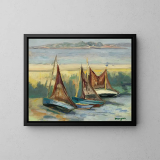 Sailing boats at low tide - Henri Manguin — framed artwork on a wall