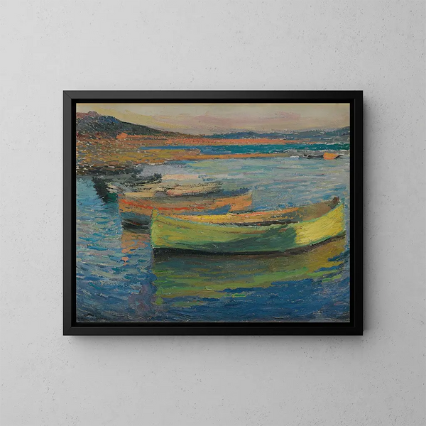 Boats near Collioure - Henri Martin — framed artwork on a wall
