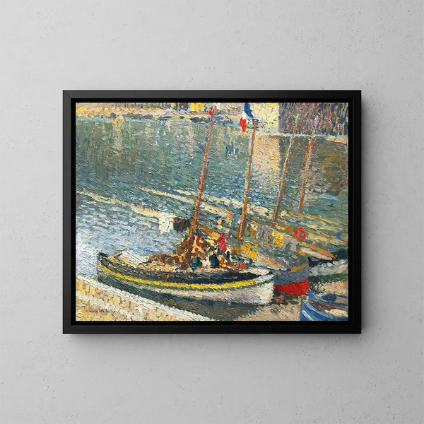 Boats at Collioure - Henri Martin — framed artwork on a wall