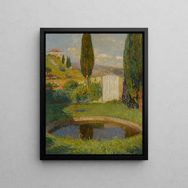 Bassin ouest du Parc de Marquayrol avec vue sur l'atelier d'Henri Martin - Henri Martin — framed artwork on a wall