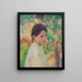 Bust of a young girl in three-quarters view against a garden background - Henri Martin — framed artwork on a wall