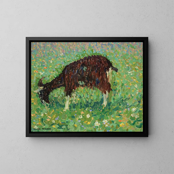 Goat in a Flower Field - Henri Martin — framed artwork on a wall