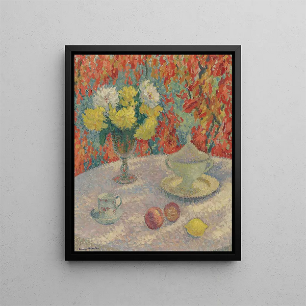 Sunlit Dahlias - Henri Martin — framed artwork on a wall