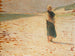 Woman in traditional costume standing on a beach - Henri Martin — artwork view