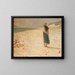 Woman in traditional costume standing on a beach - Henri Martin — framed artwork on a wall