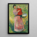 a woman holding a child in her arms in red - Henri Martin — framed artwork on a wall