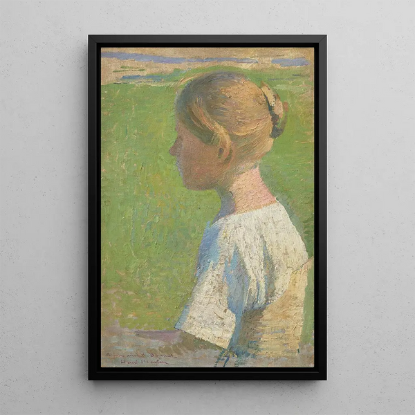 Young woman in profile - Henri Martin — framed artwork on a wall