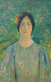 Young woman in a floral dress - Henri Martin — artwork view