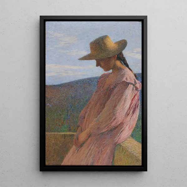 Young girl sitting - Henri Martin — framed artwork on a wall