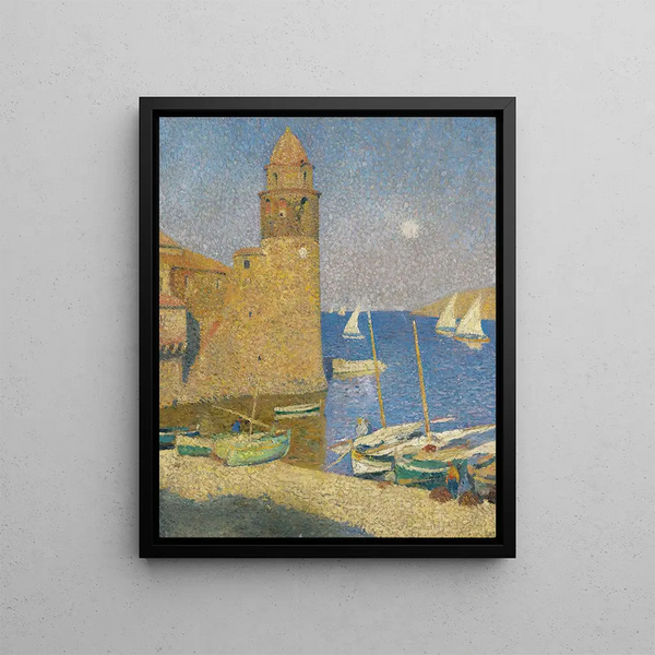 La Tour de Collioure lever de lune - Henri Martin — framed artwork on a wall