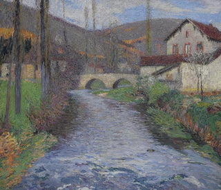 L'école et le pont sur le vert Labastide-du-Vert - Henri Martin — artwork view