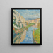The Lot at the foot of the cliffs of Saint-Cirq-Lapopie - Henri Martin — framed artwork on a wall