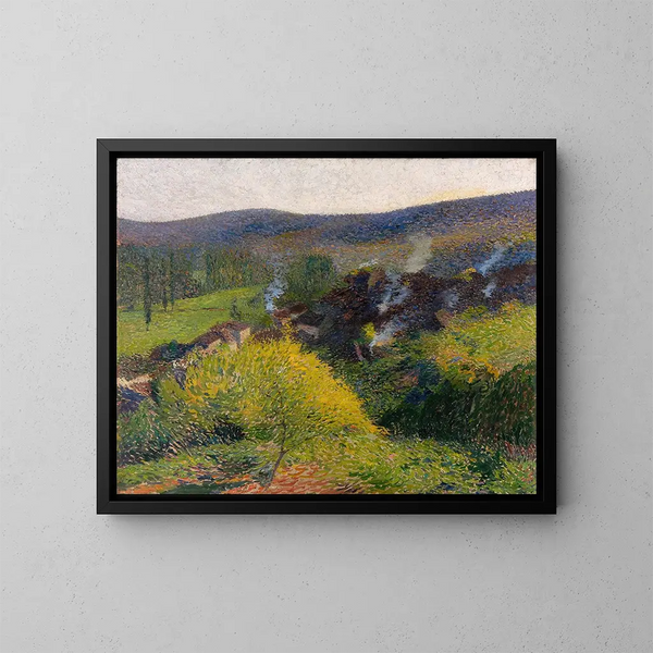 Les Chaumières au soir - Henri Martin — framed artwork on a wall