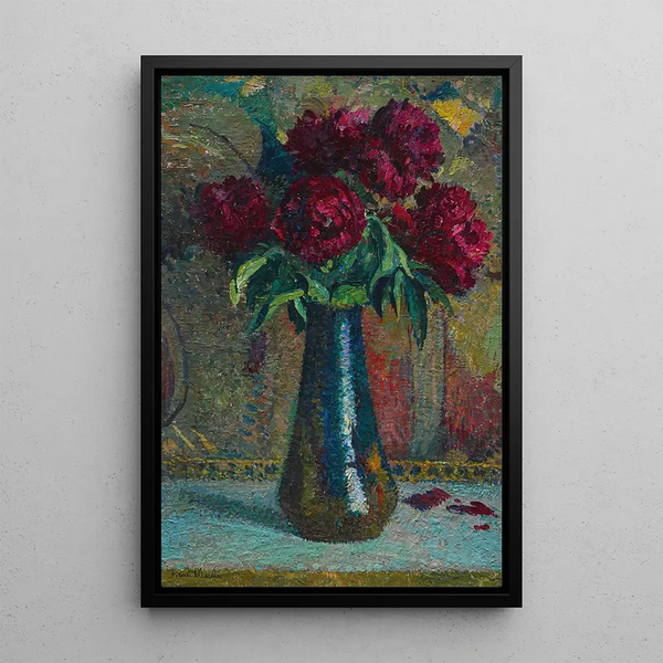 Red Peonies in a Vase Dalpayrat - Henri Martin — framed artwork on a wall
