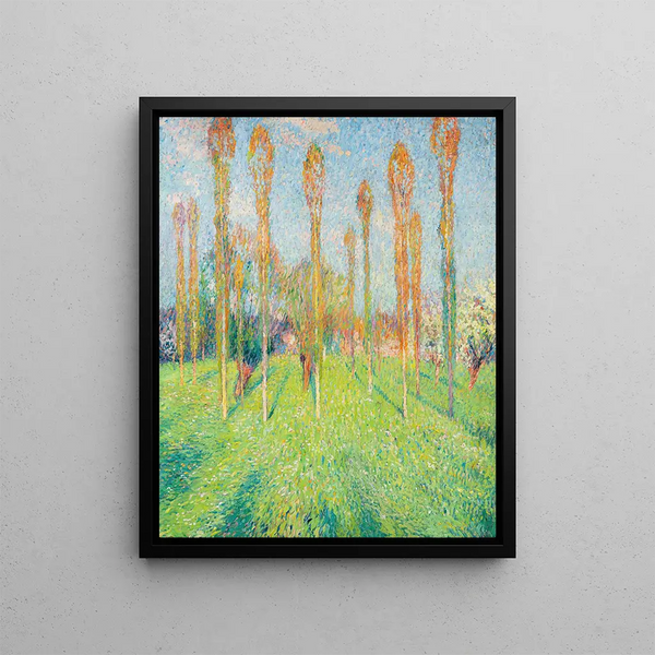 Sunny Prairie with Poplars - Henri Martin — framed artwork on a wall