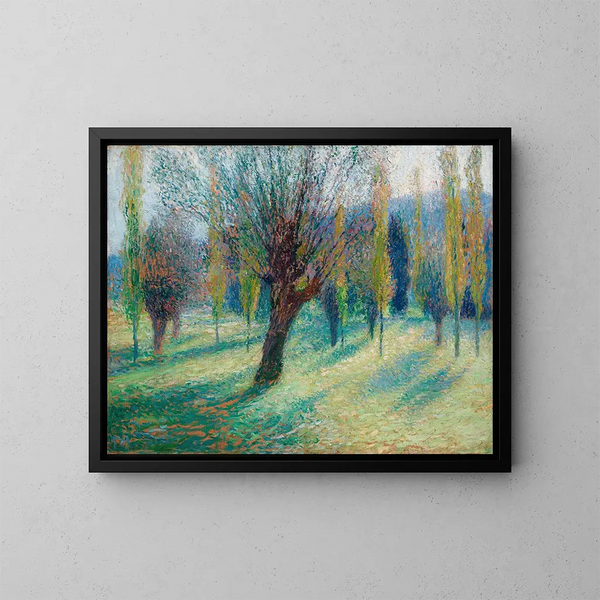 Willows in the Green Valley - Henri Martin — framed artwork on a wall