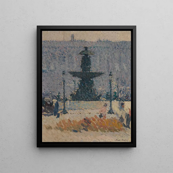 one of the fountains of Place de la Concorde, Paris - Henri Martin — framed artwork on a wall