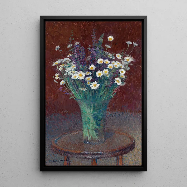 Vase of daisies - Henri Martin — framed artwork on a wall