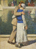 a couple walking along the Luxembourg Basin - Henri Martin — artwork view