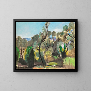 Landscape near Nice or The Olive Trees or Corner of Mont Boron - Henri Matisse — framed artwork on a wall