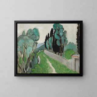 Landscape with cypresses and olive trees near Nice - Henri Matisse — framed artwork on a wall