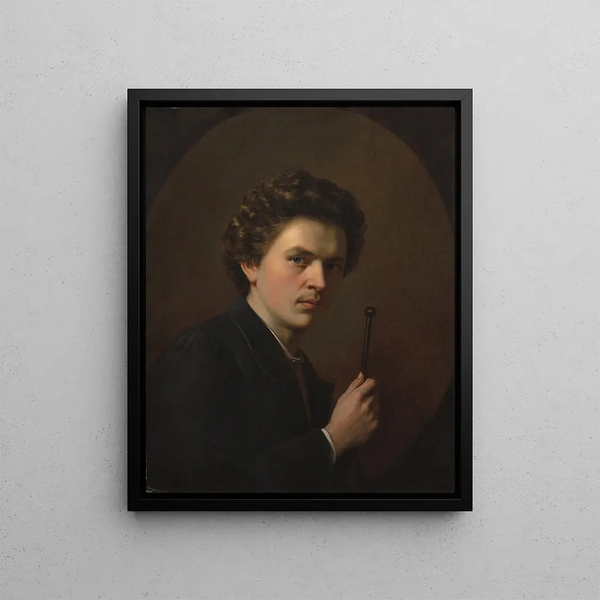 Self-portrait with a mallet - Henri Regnault — framed artwork on a wall