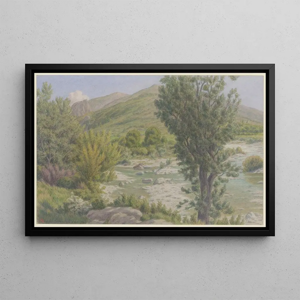 Buis-les-Baronnies confluence of the Ouvèze and the Menon - Henri Rivière — framed artwork on a wall