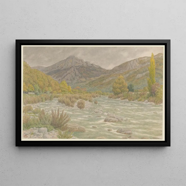 Buis-les-Baronnies l'Ouvèze painting - Henri Rivière — framed artwork on a wall