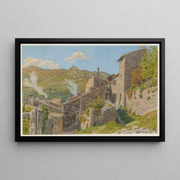 in the old town of Nyons - Henri Rivière — framed artwork on a wall