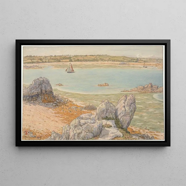 Embouchure du Trieux, low tide at Loguivy - Henri Rivière — framed artwork on a wall