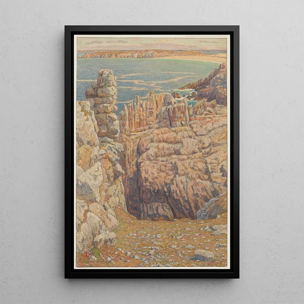Cliffs of Camaret - Henri Rivière — framed artwork on a wall